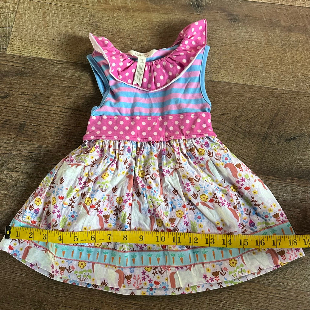 Girls Matilda Jane Casual Dress 2T Pink Blue Floral Bunny Easter - Picture 8 of 9